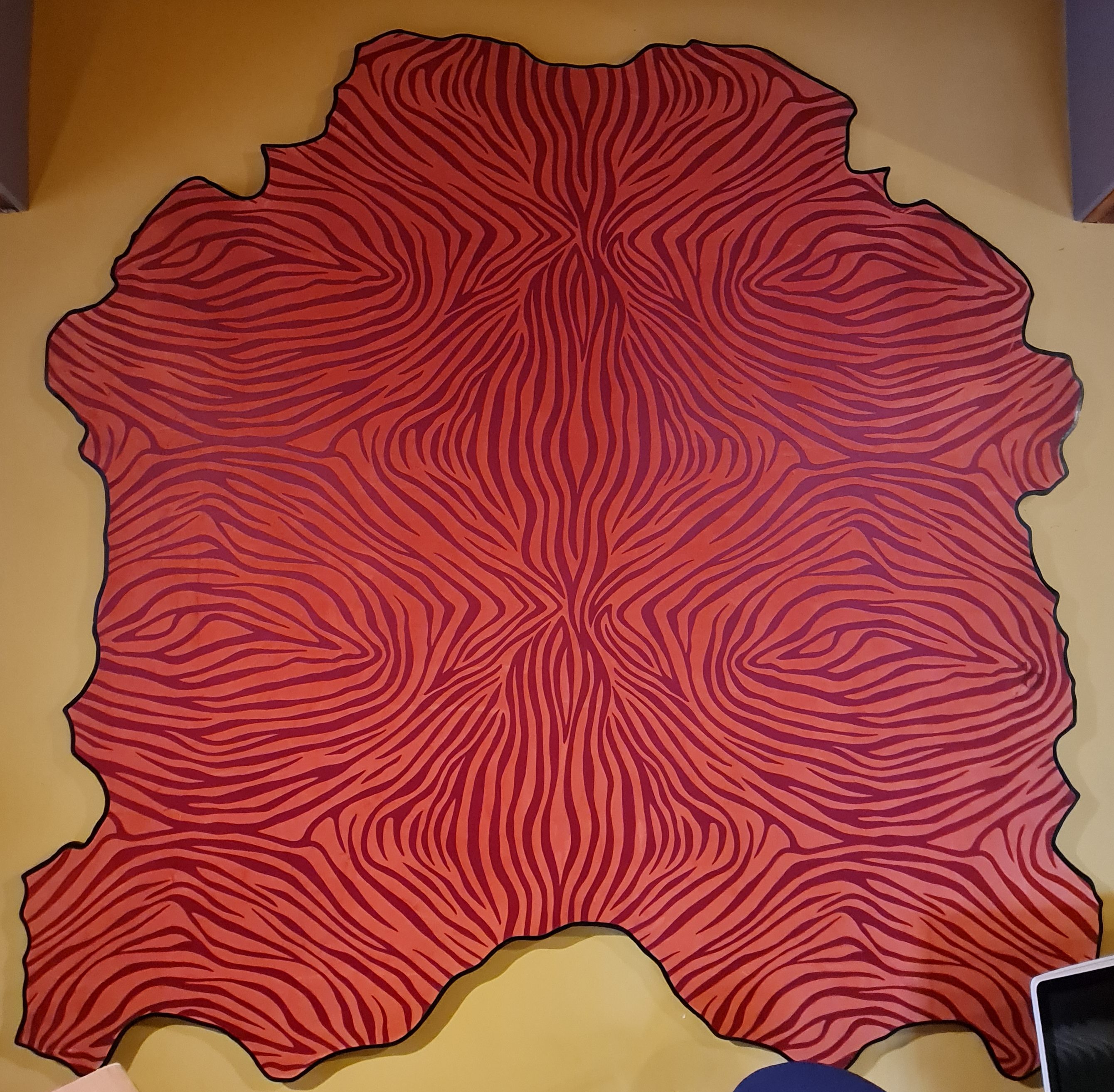 a wall-mounted cow's hide